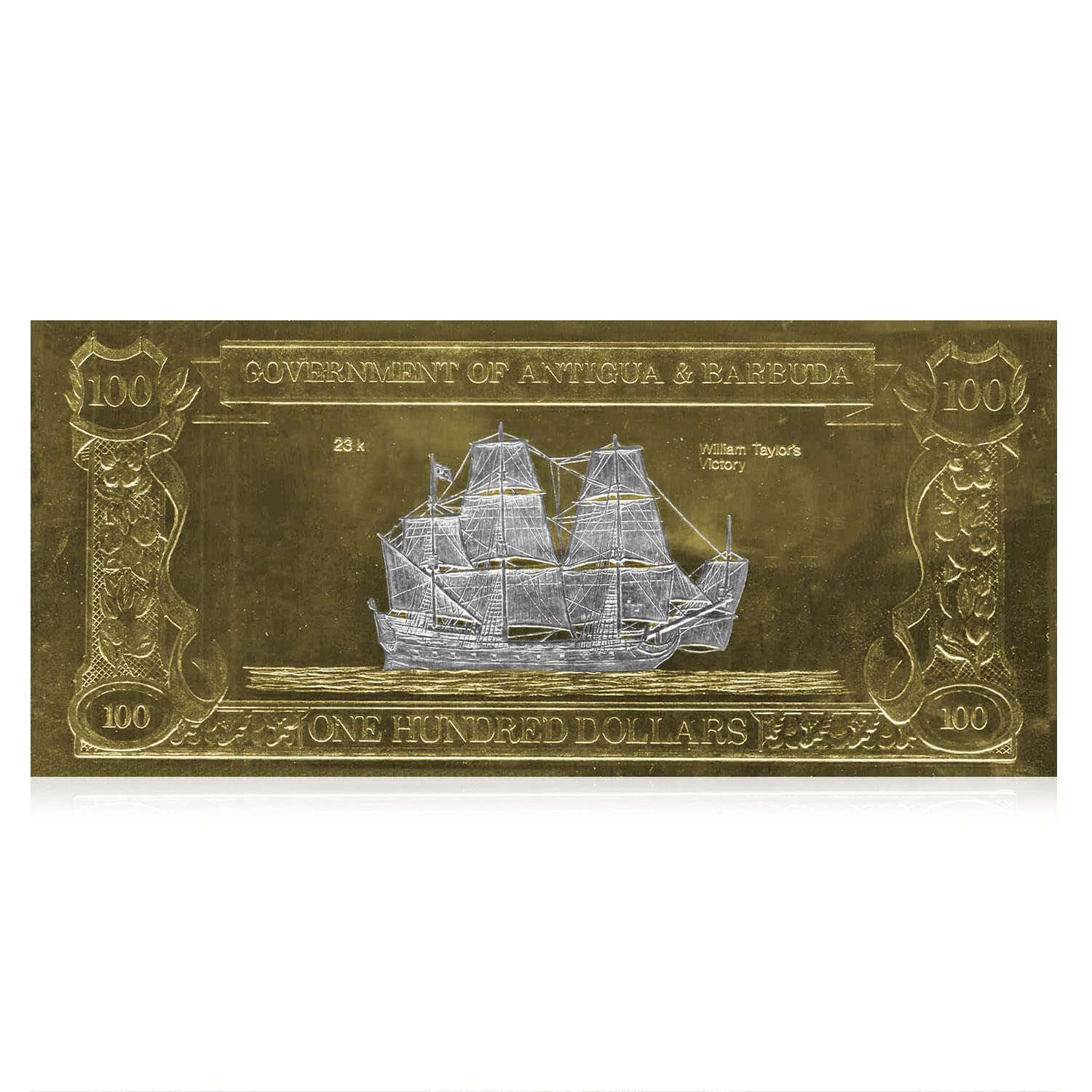 Antigua and Barbuda Gold and Silver Pirate Banknote $100 1988